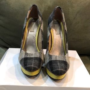 Rachel Roy Suede plaid high heels